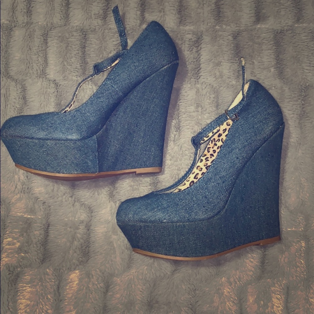 Denim platforms. Brand new condition . Never worn